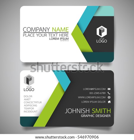 Green and blue modern creative business card and name card,horizontal simple clean template vector design, layout in rectangle size. Royalty-Free Stock Photo #546970906