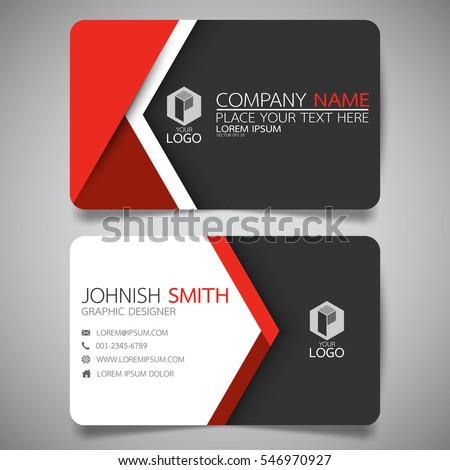 Red modern creative business card and name card,horizontal simple clean template vector design, layout in rectangle size. Royalty-Free Stock Photo #546970927