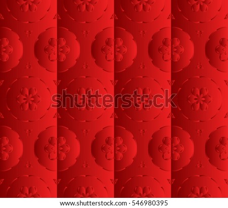 Valentine Day romantic vector geometric background. Floral ornament. Rose color. Bas-relief effect