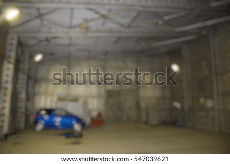 Empty garage. Blurred