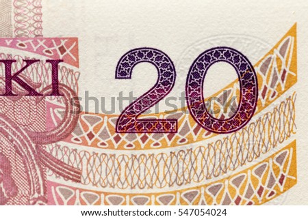   photographed close up bill costing twenty zloty