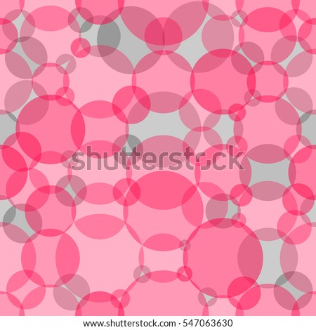 Abstract seamless crossing circles pattern. Overlapping light and dark pink, grey or black balloons background. Geometric backdrop for printing wallpaper, presentation or flyer with bubbles.