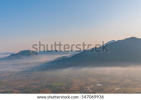 Sunrise with fog at Phu Tok,Loei Province,Thailand