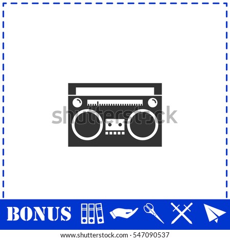 Cassette player icon flat. Simple vector symbol and bonus icon