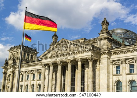 Reichstag building, seat of the German Parliament (Deutscher Bundestag), in Berlin, Germany Royalty-Free Stock Photo #547100449