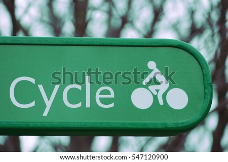 Lyon, Rhône-Alpes, France. 2 January 2017. Green cycle sign - Bike lane ecologic transportation 