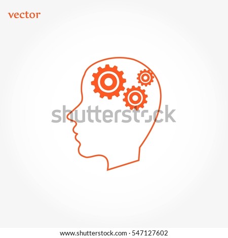  gear in head icon, Vector EPS 10 illustration style