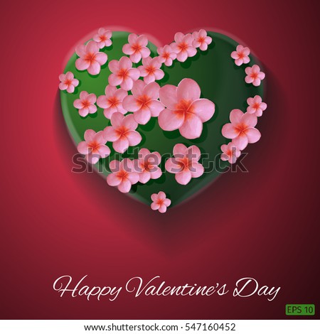 Vector. Red background. Postcard heart. I love you. Valentine's day