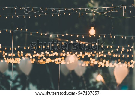 Light bulb decor in outdoor party Royalty-Free Stock Photo #547187857