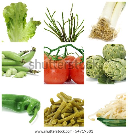 a collage of nine pictures of different vegetables