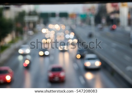 Photograph of an urban traffic scene with bokeh effect