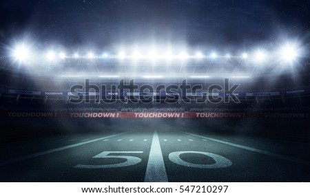football stadium 3D in lights at night render