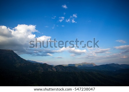 High mountain in morning time. Beautiful natural landscape.Backgrounds mountains in the national park in thailand.