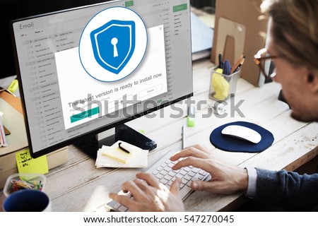 Firewall Antivirus Alert Protection Security Caution Concept Royalty-Free Stock Photo #547270045