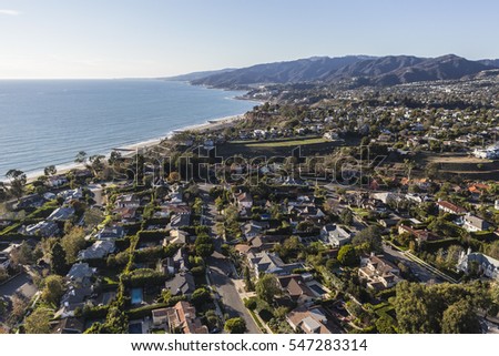Pacific Palisades ocean view community in Los Angeles California. Royalty-Free Stock Photo #547283314