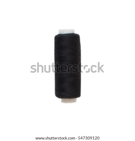 The coil with black threads. White background.