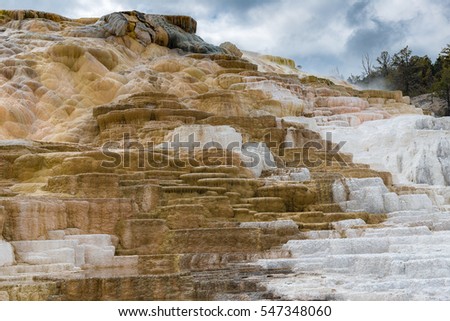 Amazing unique formation Mammoth Hot springs in Yellowstoone National Park