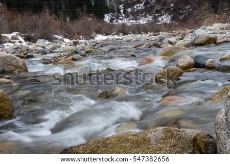rapids mountain river with a rough stream