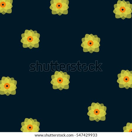 Floral background, yellow flower on the dark navy blue background