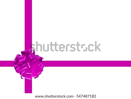 Bow pink with ribbon isolated on white background. 