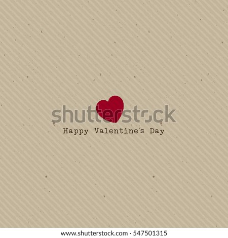 Vintage Valentine's Day background with heart on cardboard texture