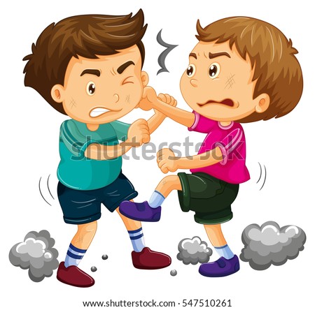 Two young boys fighting  illustration Royalty-Free Stock Photo #547510261