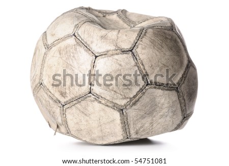 old deflated soccer ball isolated on white Royalty-Free Stock Photo #54751081