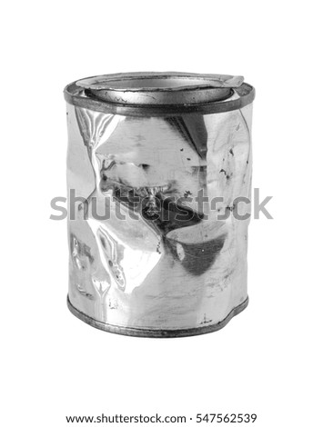 Crumpled Metal Can isolated on white background clipping path