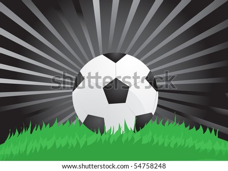 Vector illustration of soccer ball on stadium in the night
