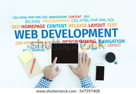Technology Concept: Web Development Word Cloud