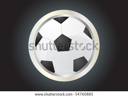 Vector illustration of soccer ball with silver element on a black background