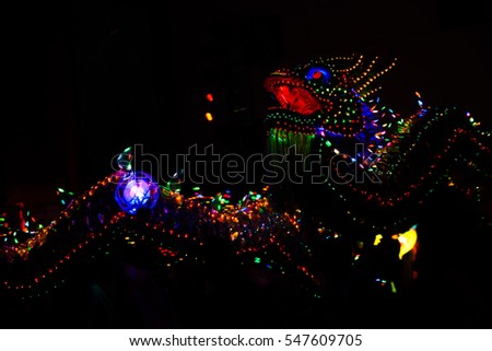 Dragon lighting Chinese New Year Festival Soft-focus blur