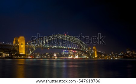 SYDNEY, AUSTRALIA - Sept 9, 2013: View of the Opera House, the Harbour Bridge and the Central Business District from Kirribilli in Sydney, Australia