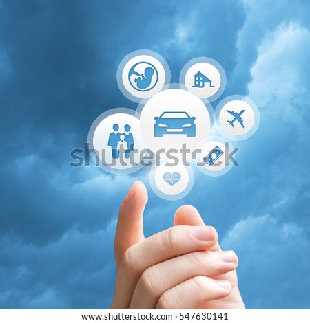Insurance design over sky background