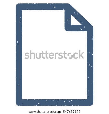 Empty Page grainy textured icon for overlay watermark stamps. Flat symbol with dirty texture. Dotted vector blue ink rubber seal stamp with grunge design on a white background.