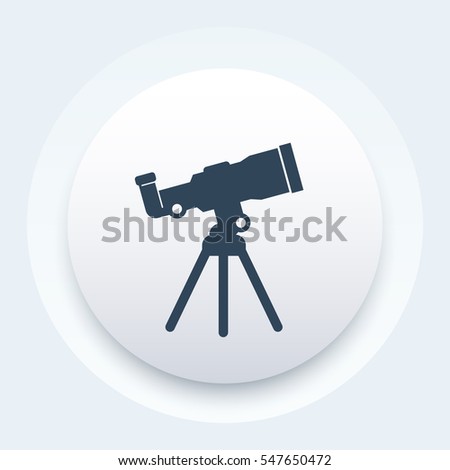 telescope icon, space observation, astronomy, stargazing, vector illustration
