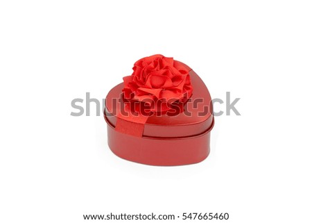 Red heart gift box, heart shape box, isolated on white background