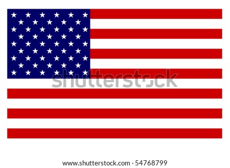 American flag isolated on white background.