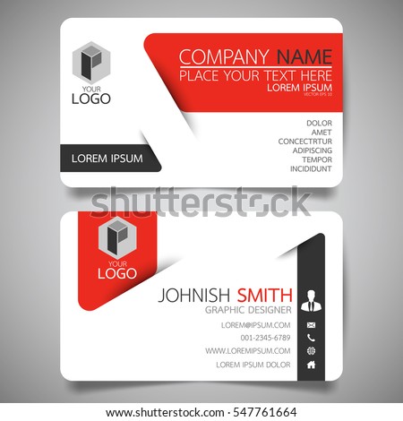 Red modern creative business card and name card,horizontal simple clean template vector design, layout in rectangle size. Royalty-Free Stock Photo #547761664