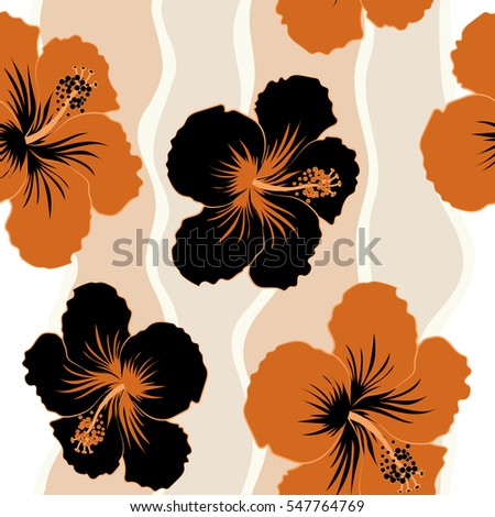 Endless vector texture for romantic design, decoration, greeting cards, posters, printing, for textile print and fabric. Floral seamless pattern with bright summer flowers in black and orange colors.