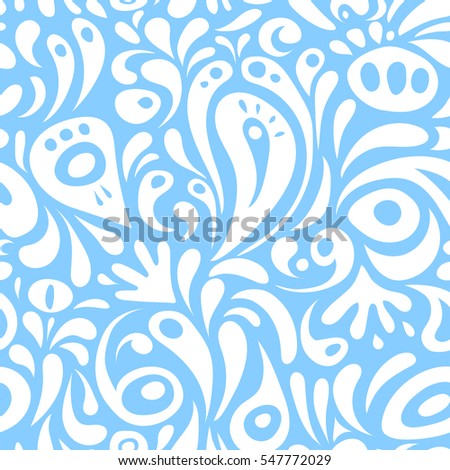 Templates for carpets, textiles, wallpaper and any surface. Vector seamless pattern of white and blue ornament. Oriental, floral ornament.
