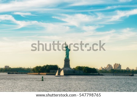 Statue of Liberty, New York City , USA. Vivid  splittoned picture.