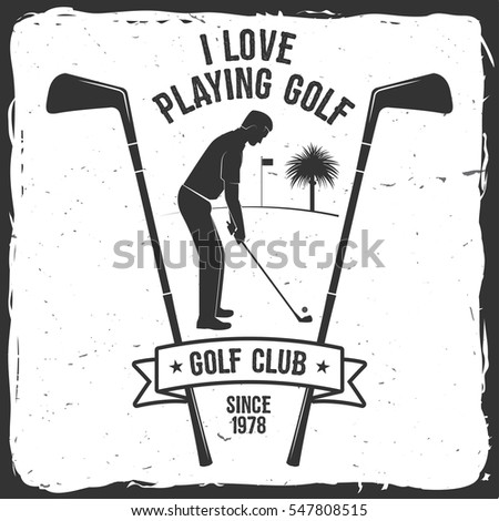 Golf club concept with golfer silhouette. Vector golfing club retro badge. Concept for shirt, print, seal or stamp. Typography design- stock vector.