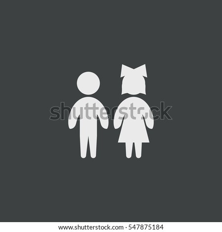 Girl and boy icon isolated on black background