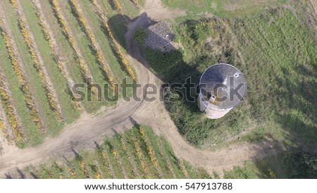 View of a vine drone in the countryside
