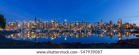 Downtown Vancouver Night in Coal Harbor