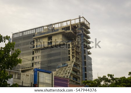 Building construction with cloudy sky as background photo taken Jakarta Indonesia