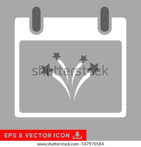 Fireworks Calendar Day icon. Vector EPS illustration style is flat iconic bicolor symbol, dark gray and white colors.