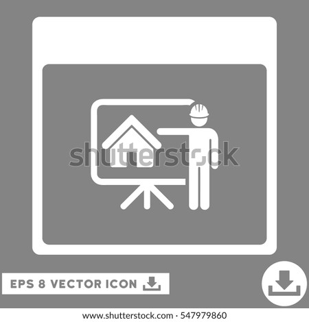 Realty Developer Calendar Page icon. Vector EPS illustration style is flat iconic symbol, white color.