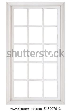 Wood window frame isolated on white background

 Royalty-Free Stock Photo #548007613